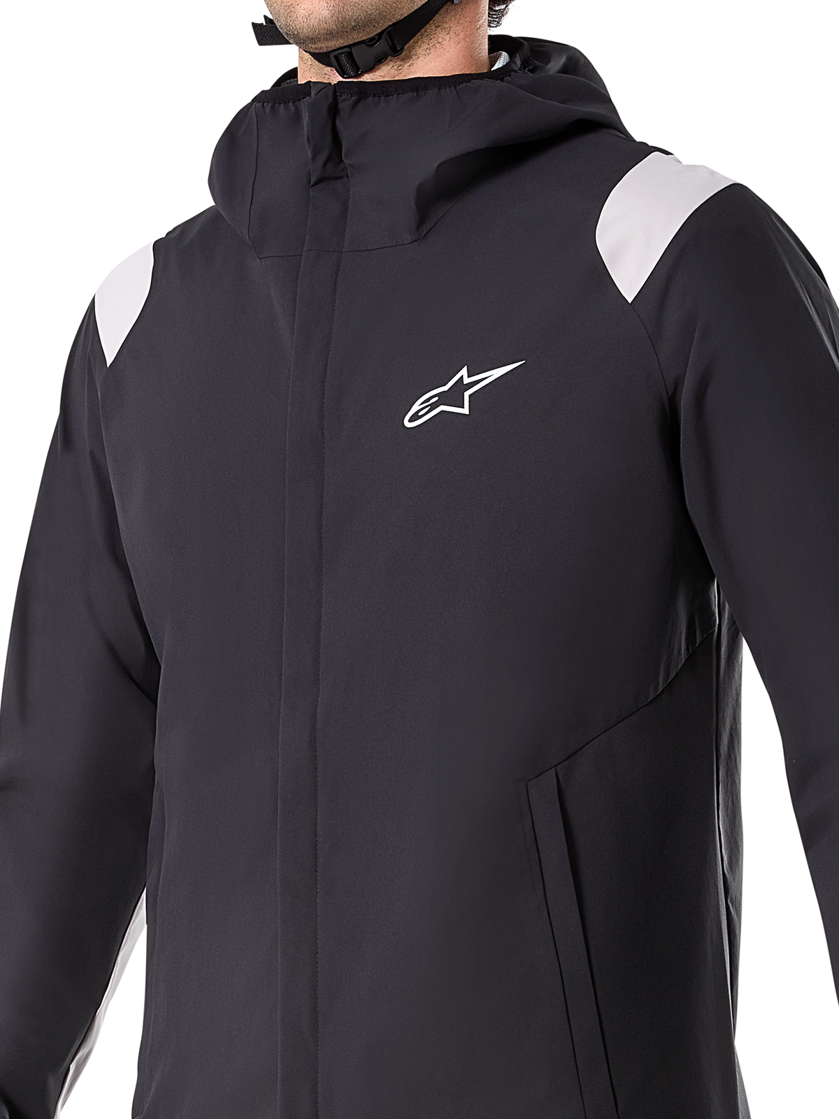 Alpinestars A-Dura regnjacka, svart, vattentät cykeljacka i 2,5 lager med huva, främre YKK-dragkedja och meshfodrade fickor, justerbara ärmslut, designad för mountainbike och skydd i alla väder