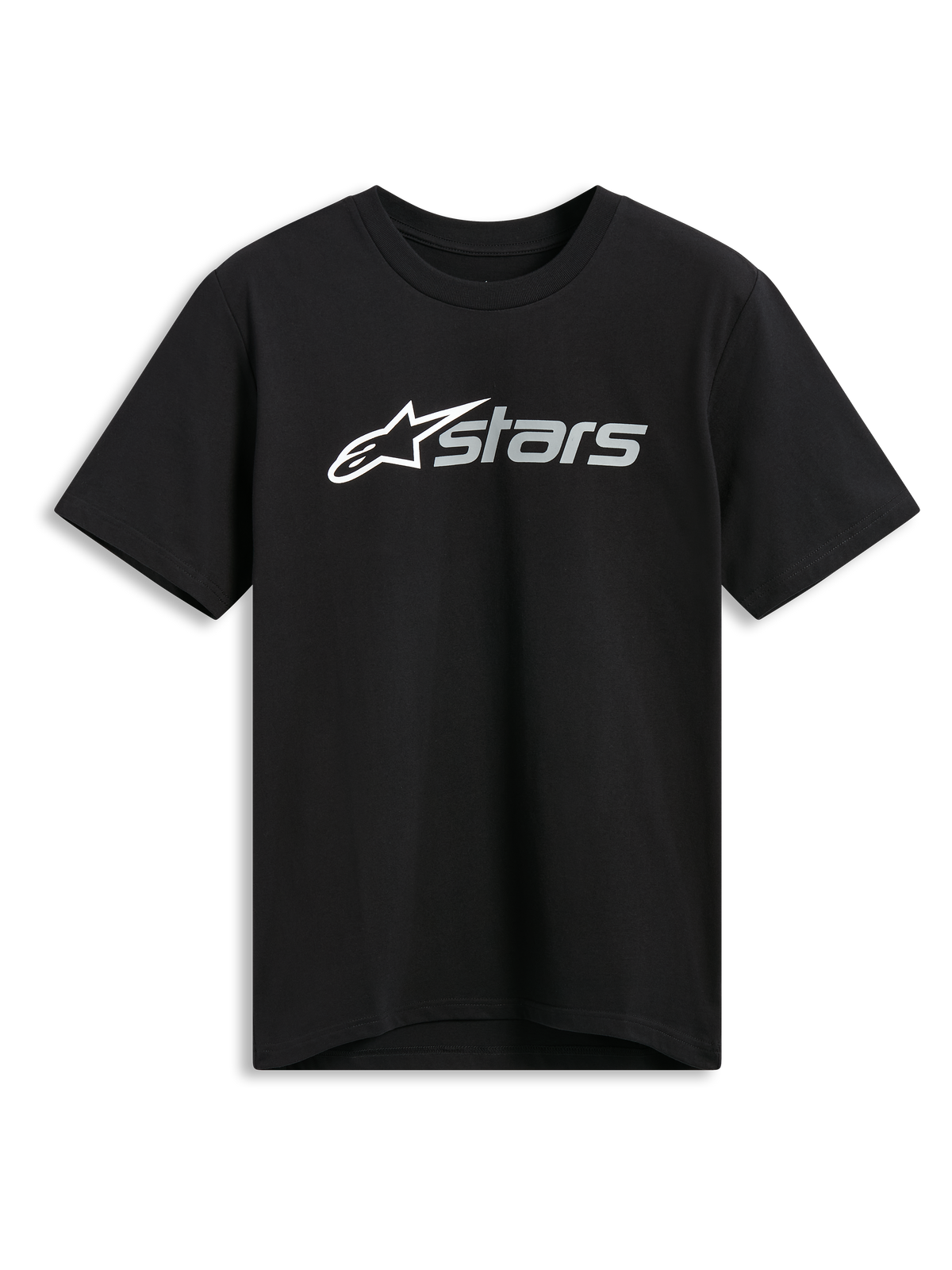 Alpinestars Blaze 2.0 CSF Tee, kortärmad t-shirt, svart, logografik i vitt och grått på framsidan, vardagliga sportkläder för motorsport