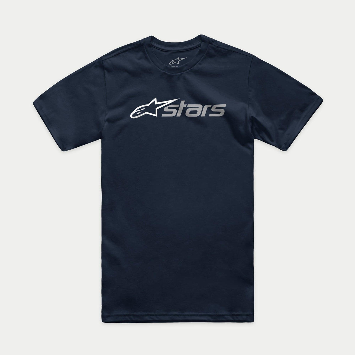 Alpinestars Blaze 2.0 CSF Tee, kortärmad t-shirt, marinblå med vit och grå Blaze 2.0-logografik, casual motorsport-streetwear