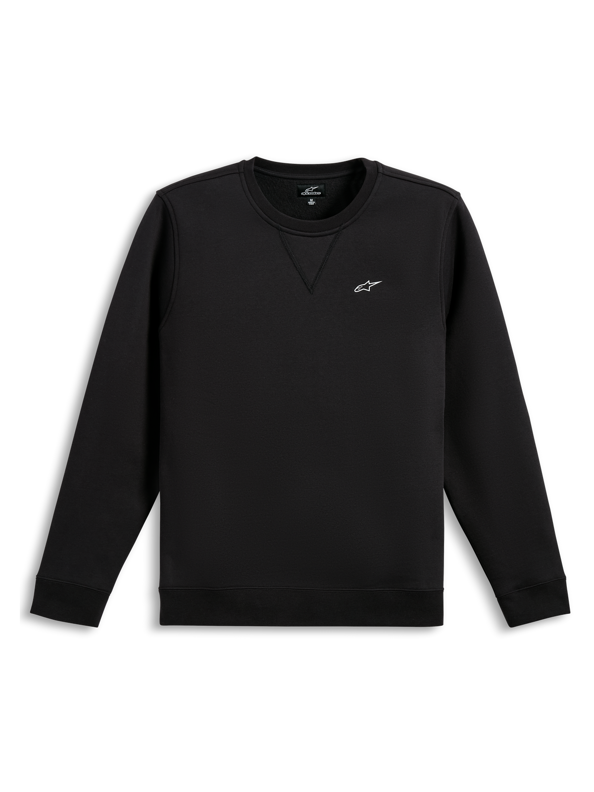 Alpinestars Positive Crew, svart långärmad sweatshirt med vit logotyp på bröstet och ribbade muddar