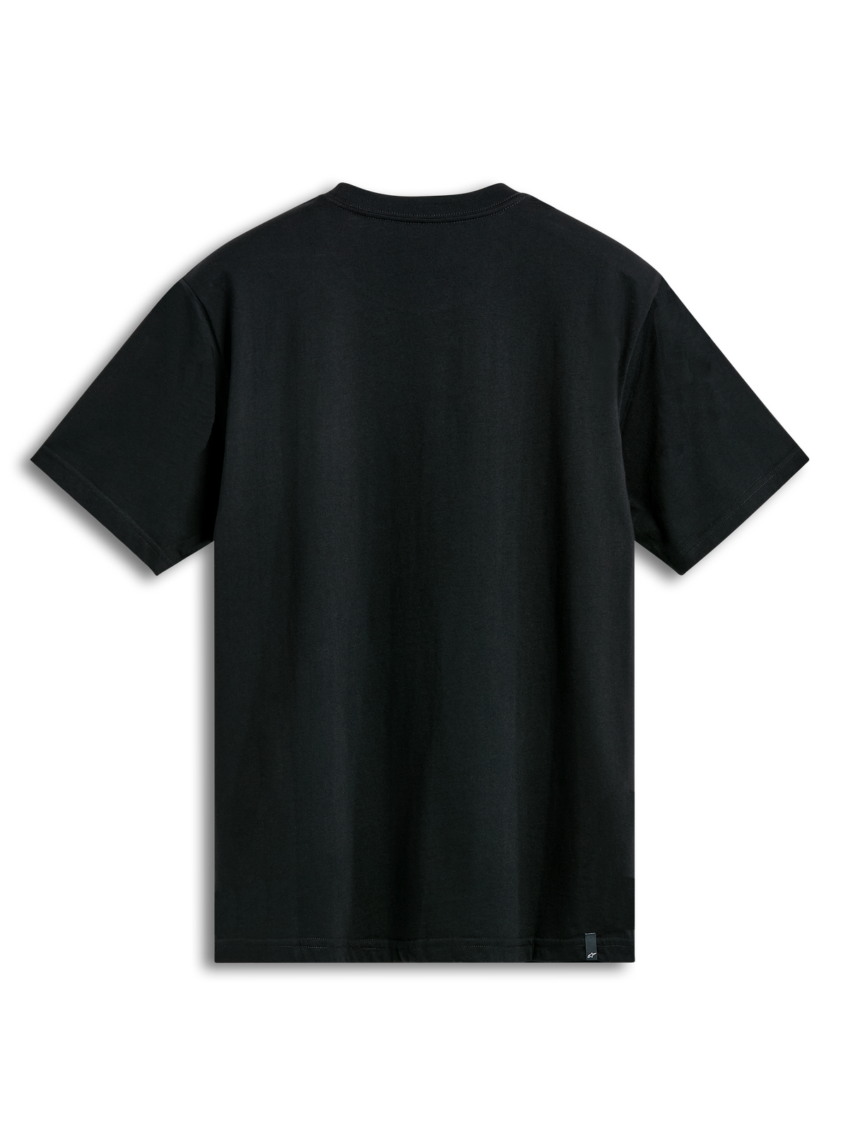 Alpinestars Cereal CSF Tee, Short Sleeve T-Shirt, Black, Back View, Plain design with small external brand label at the hem, Casual Motorsport Streetwear