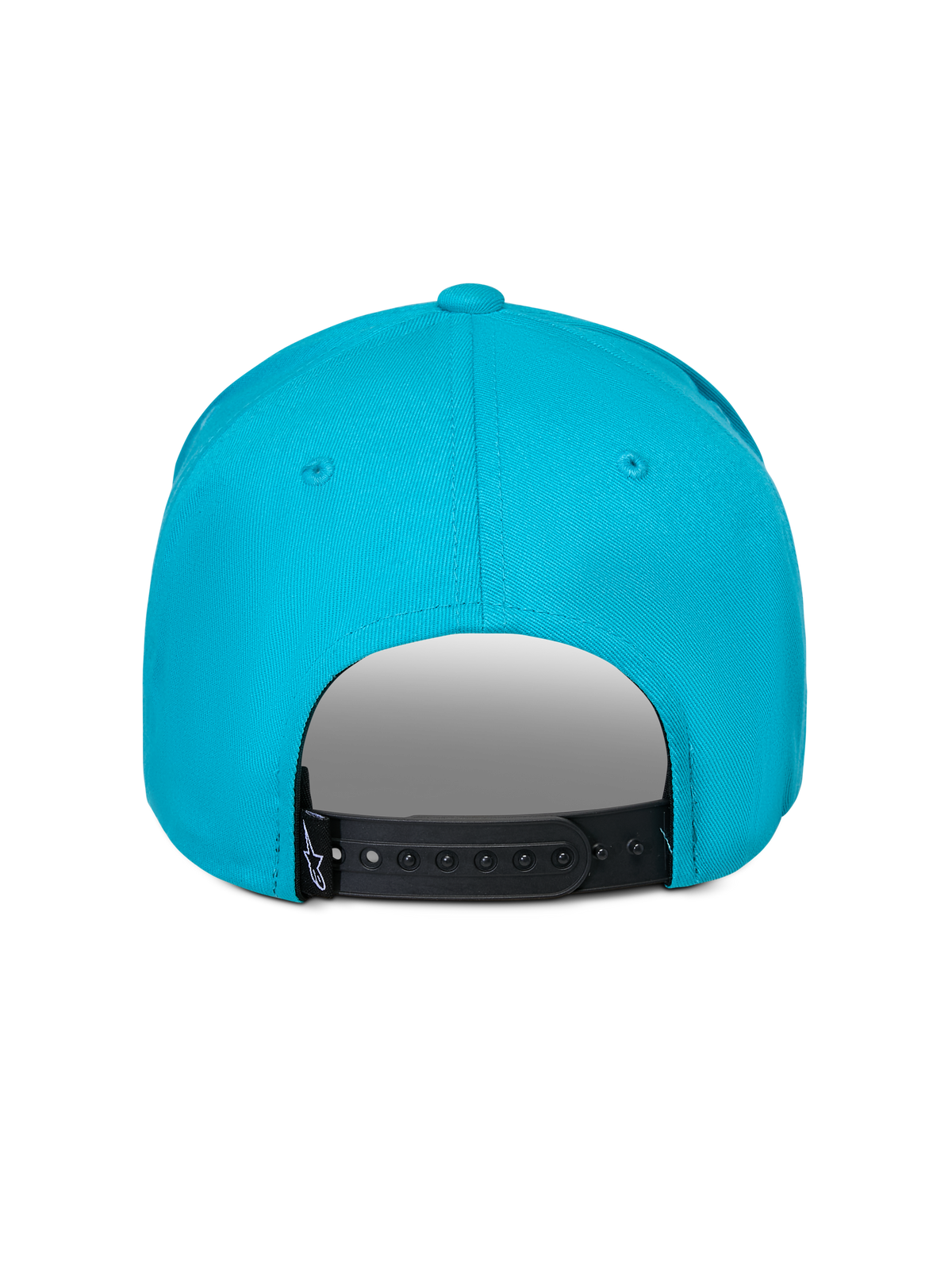 Alpinestars Luminary keps, Aqua Blue, baksida som visar justerbart svart snapback-spänne, liten svart logotypetikett, 100 % bomullstwill, casual sportkeps
