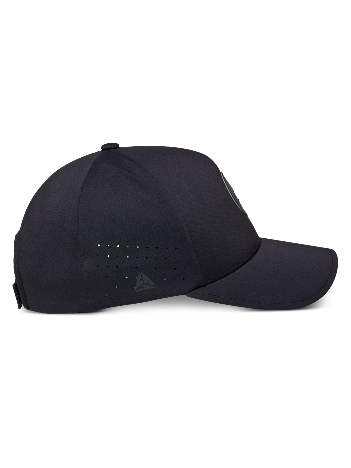 Alpinestars Apex Hat, sidoprofil, svart, med strukturerad krona och böjd skärm, perforeringar på sidopanelerna, liten reflekterande logotyp och slät sömlös konstruktion för en stilren look