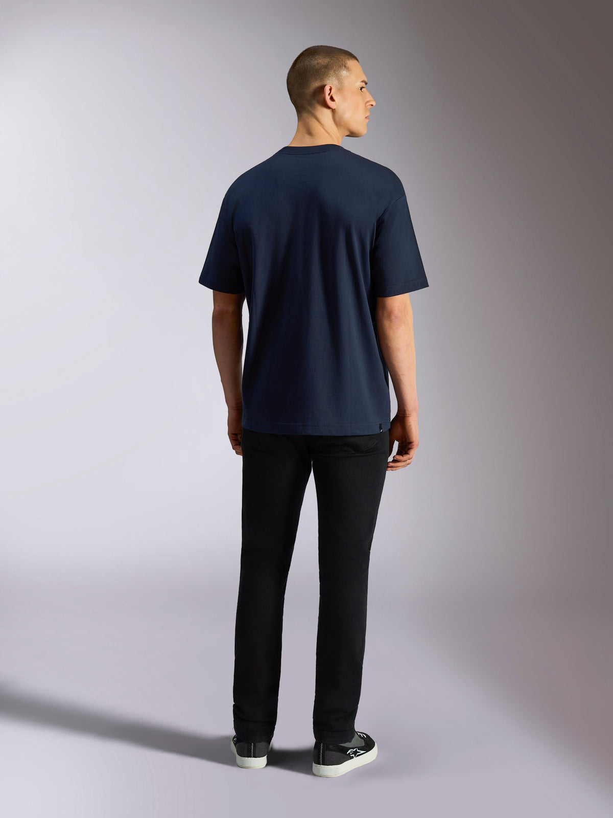 Alpinestars Aplomb Oversized CSF Tee, kortärmad t-shirt, marinblå, ryggvy, stilren design med avslappnad passform, casual motorsport streetwear