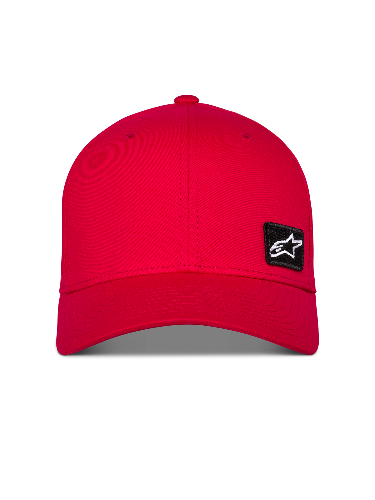 Alpinestars Pivot Hat, röd sportswear-keps, har böjd skärm och strukturerad krona, litet svart broderat Astars-logotypmärke på framsidan, avslappnad twill-huvudbonad