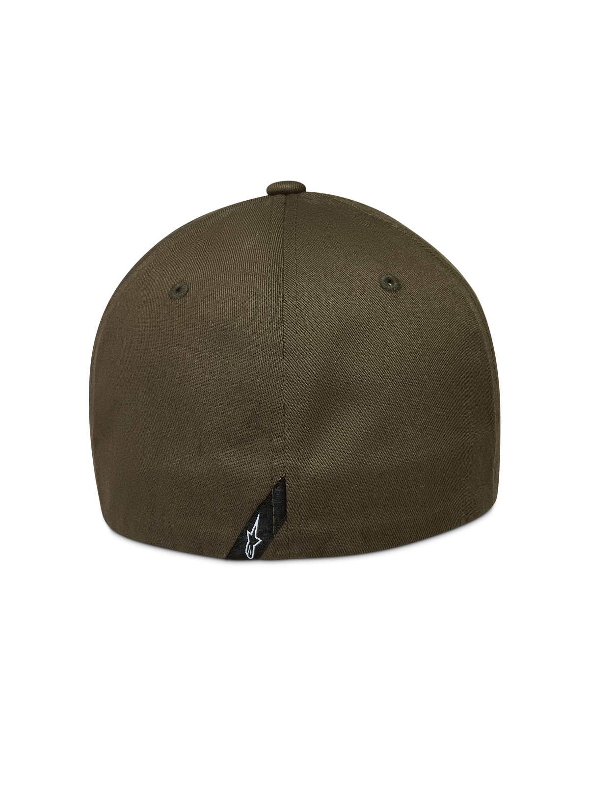 Alpinestars Pivot hatt, militärgrön keps i slitstark twill sedd bakifrån, flexibelt bakstycke med en liten svart Astars-logotypetikett, bekväm huvudbonad för motorsport och vardag