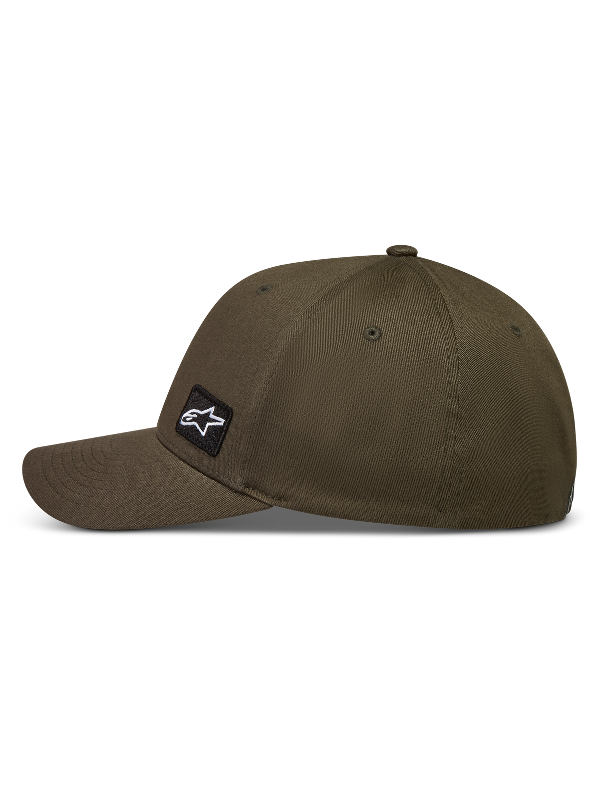Alpinestars Pivot keps, militärgrön keps i strukturerad twill med böjd skärm och broderad Astars-logotyp på sidan, motorsportinspirerad huvudbonad