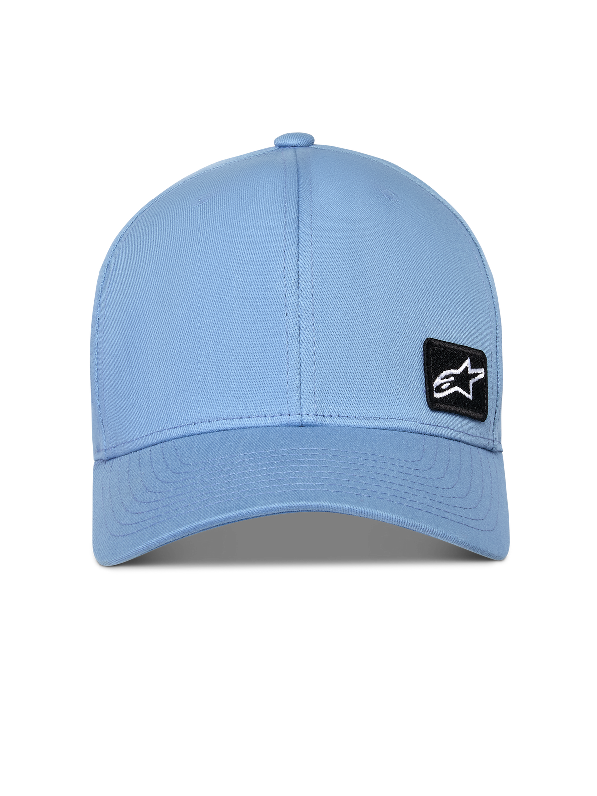 Alpinestars Pivot Hat, strukturerad baseballkeps, blå, böjd skärm, litet svart broderat Astars-logotypmärke, vardaglig sportaccessoar