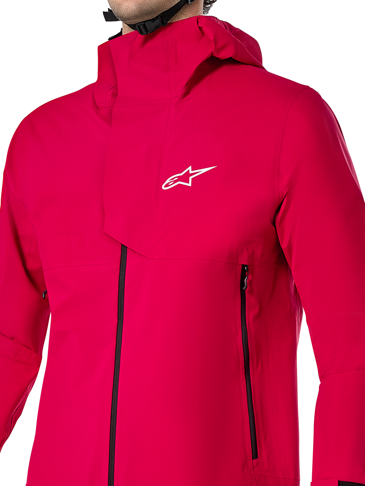 Alpinestars A-Dura Elite Waterproof Jacket, MTB-regnjacka, röd fluo, teknisk 3-lagers ripstop-konstruktion med huva som går över hjälmen och främre skyddsflik, högpresterande cykelutrustning för stigcykling i alla väder