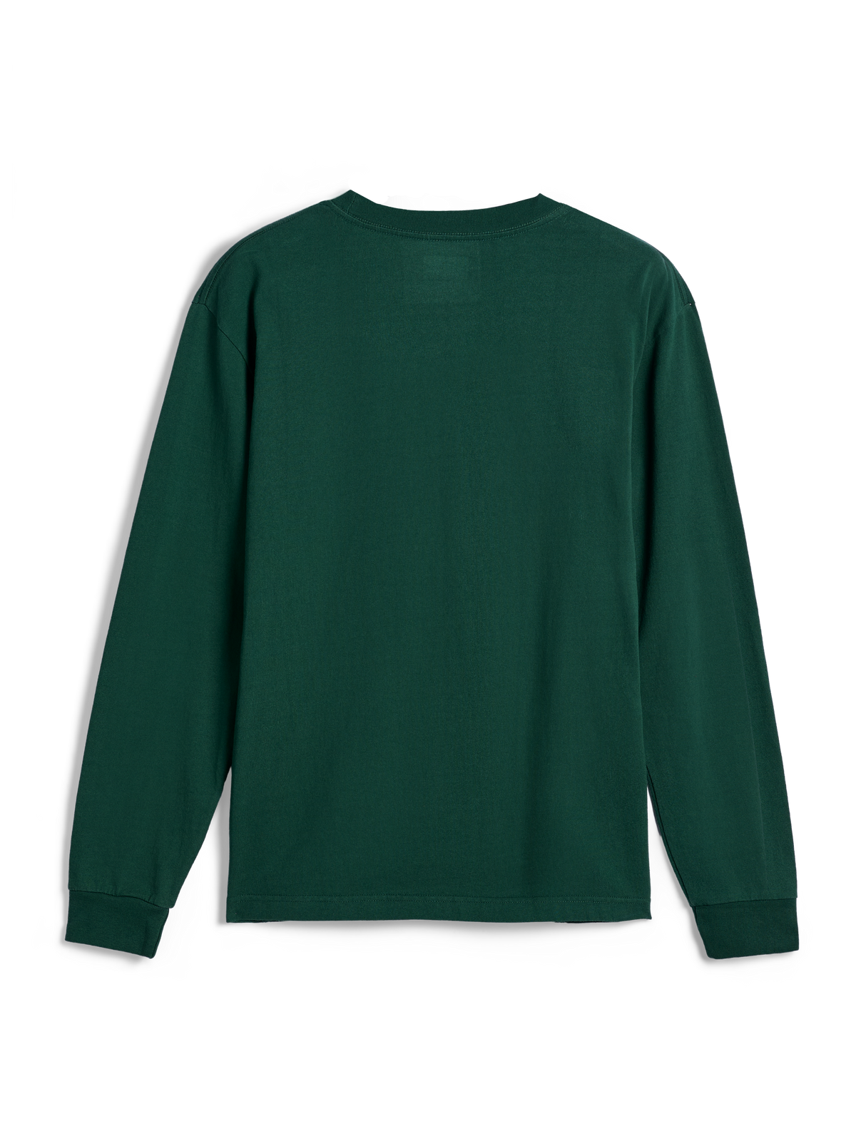 Alpinestars Essentials Ageless LS Tee, långärmad t-shirt, Pine Green, vy bakifrån, enfärgad grön med ribbad rund halsringning och muddar, avslappnad modern passform, vardaglig streetwear
