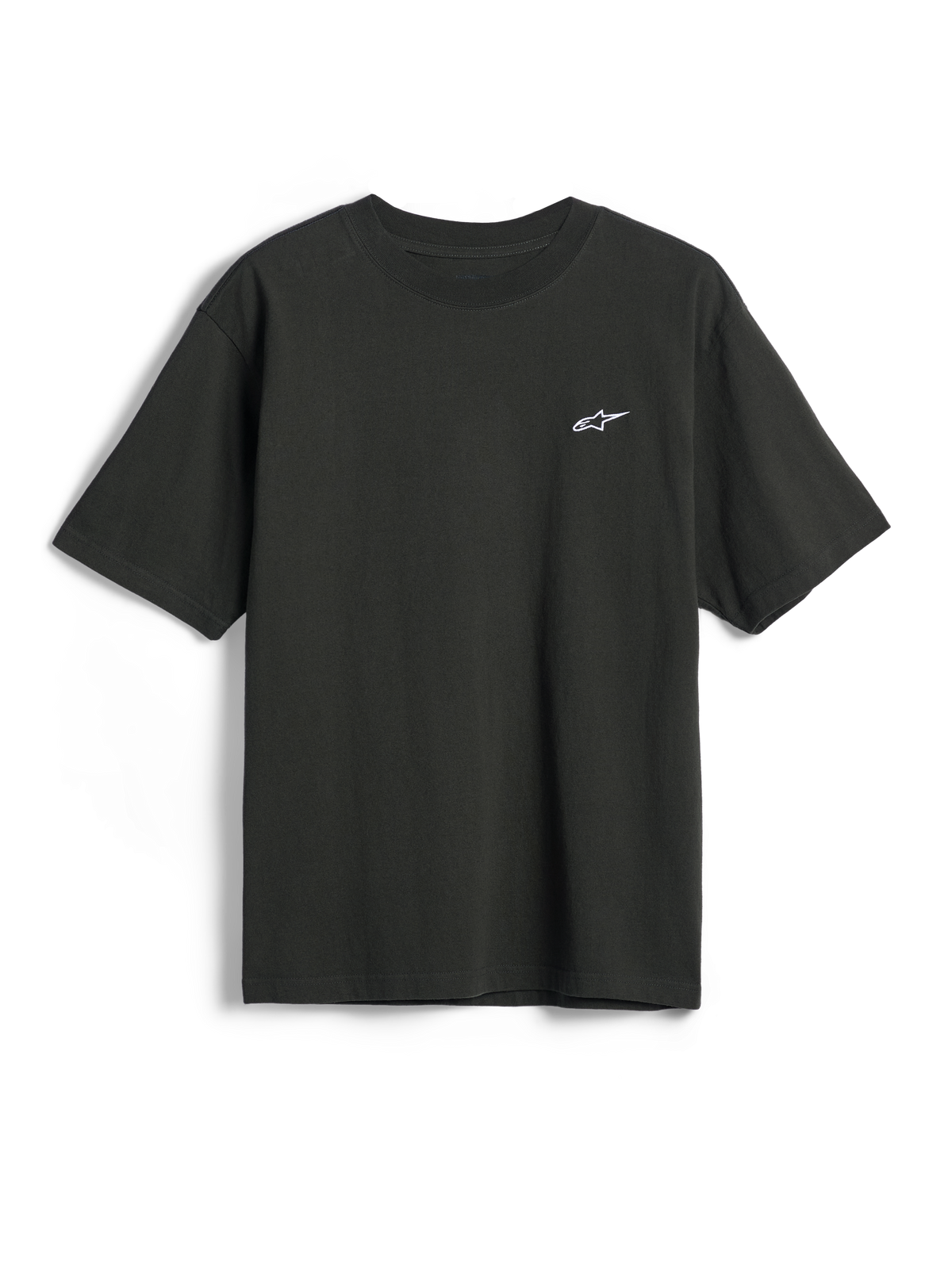 Alpinestars Essentials Ageless SS Tee, kortärmad t-shirt, Off Black, liten vit Alpinestars-stjärnlogotyp på bröstet, avslappnat motorsport-streetwear