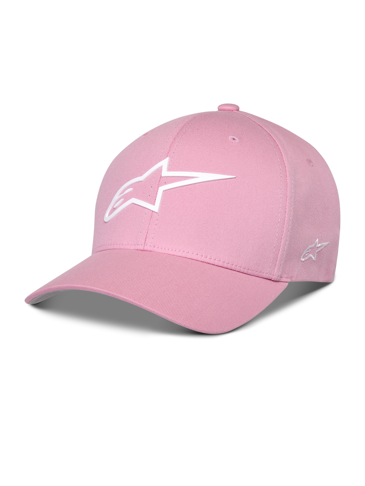 Alpinestars Ageless Multi keps, rosa baseballkeps, böjd skärm, vit 3D Astars-logotyp, strukturerad krona, casual sportkläder