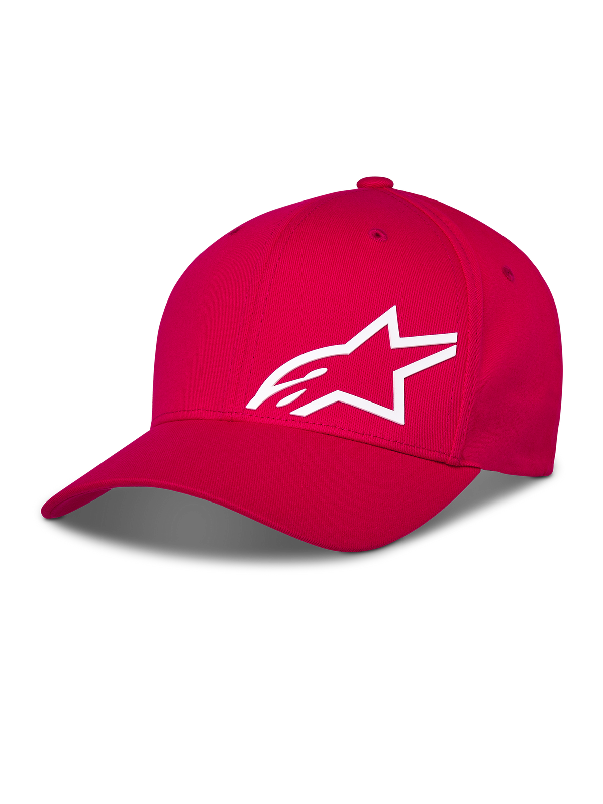 Alpinestars Corp Shift Multi Keps, röd baseballkeps, vit 3D-tryckt Astars-logotyp framtill, böjd skärm med strukturerad krona, avslappnade motorsportkläder