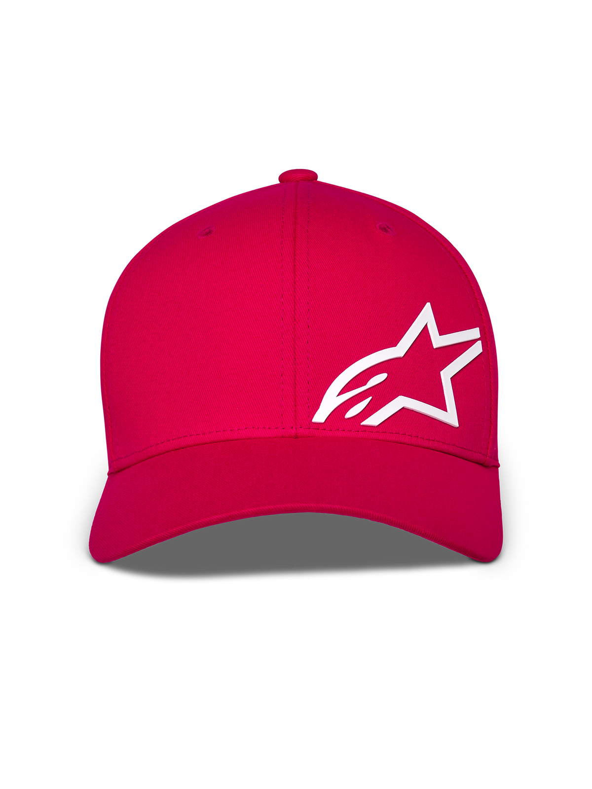 Alpinestars Corp Shift Multi Keps, röd baseballkeps med en stor vit 3D Astars-logotyp framtill, böjd skärm och strukturerad krona, vardaglig motorsport-huvudbonad