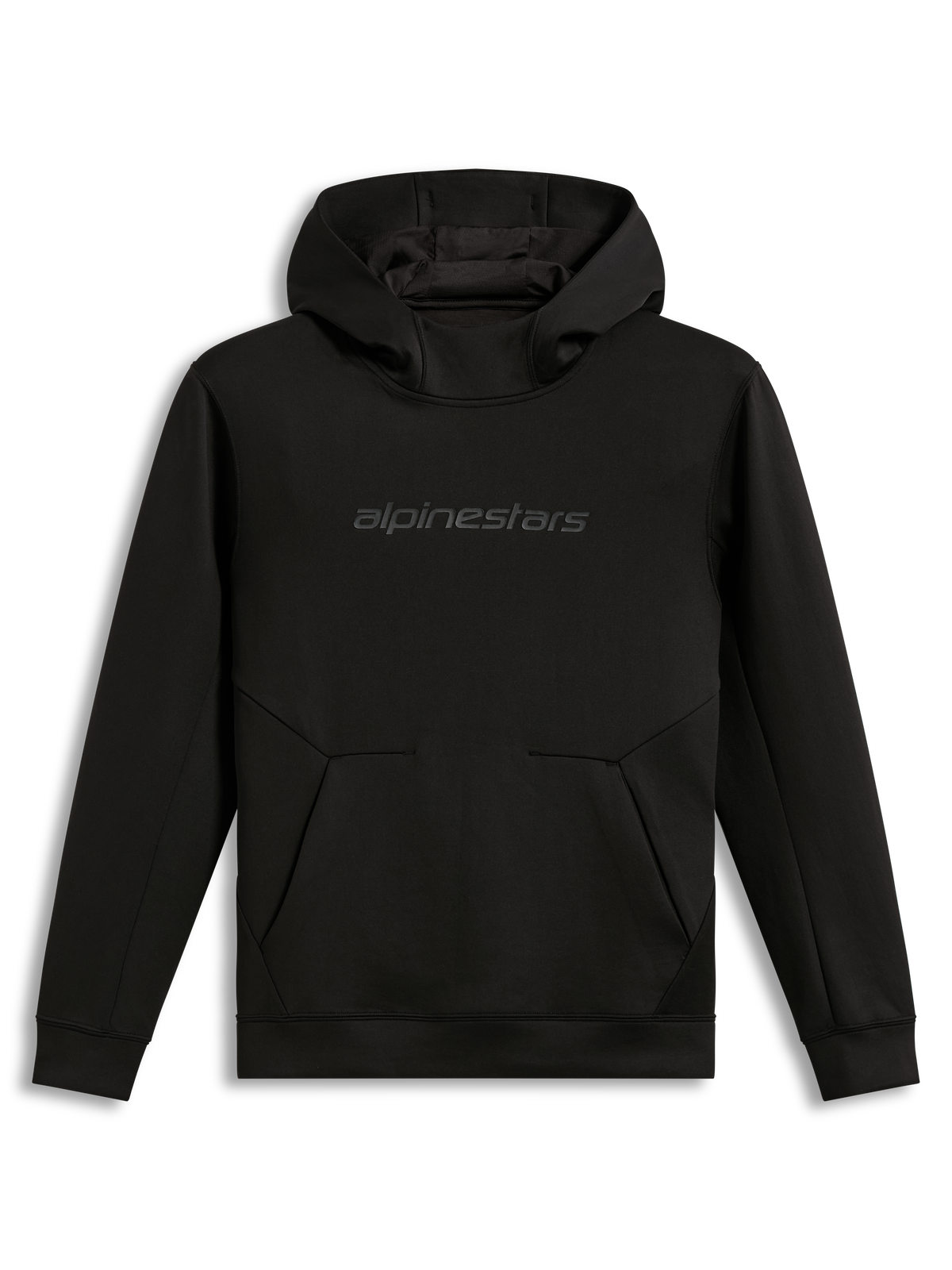 Alpinestars Datrix hoodie, svart huvtröja i fleece för sportswear, med tonal HD-logotyp och ficka med dartdetalj.