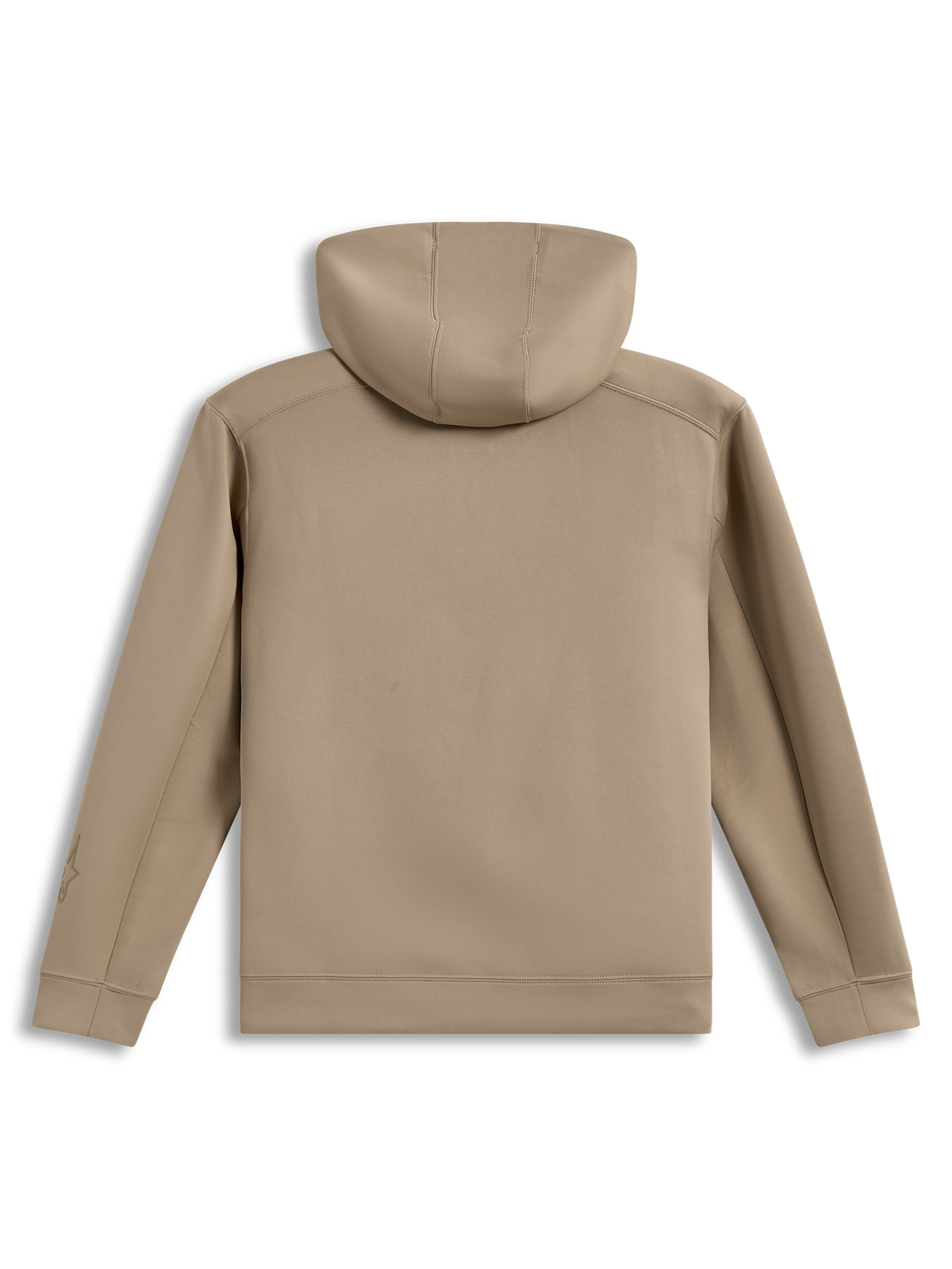 Alpinestars Datrix hoodie, sportswear-huvtröja i beige, tri-blend fleece med meshfodrad huva, vy bakifrån