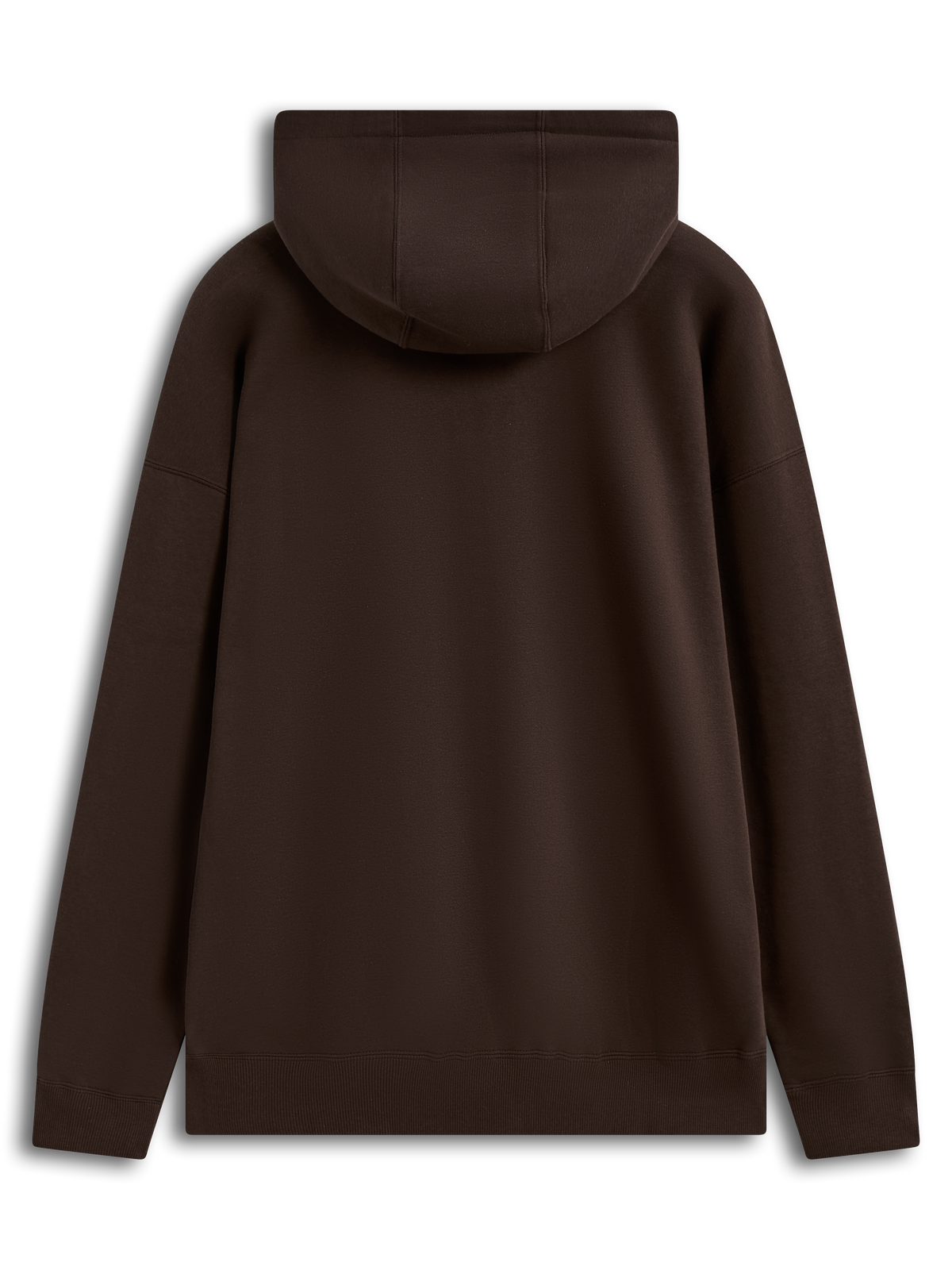Alpinestars Entity Oversized Hoodie, brun fleecehuvtröja sedd bakifrån, nedsänkta axlar, avslappnad passform, mjukt fleecematerial, stilren motorsportinspirerad design
