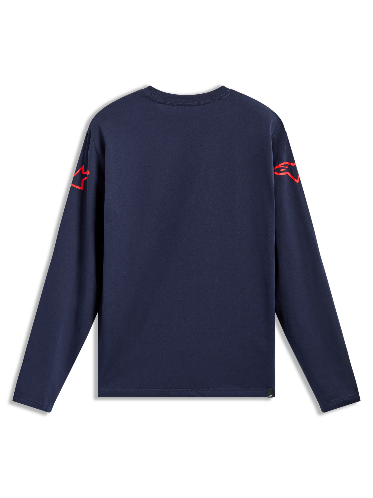Alpinestars Velocifier CSF Tee - Långärmad, marinblå vy bakifrån med röda Astars-logotyper på axlarna, sportig bomull.
