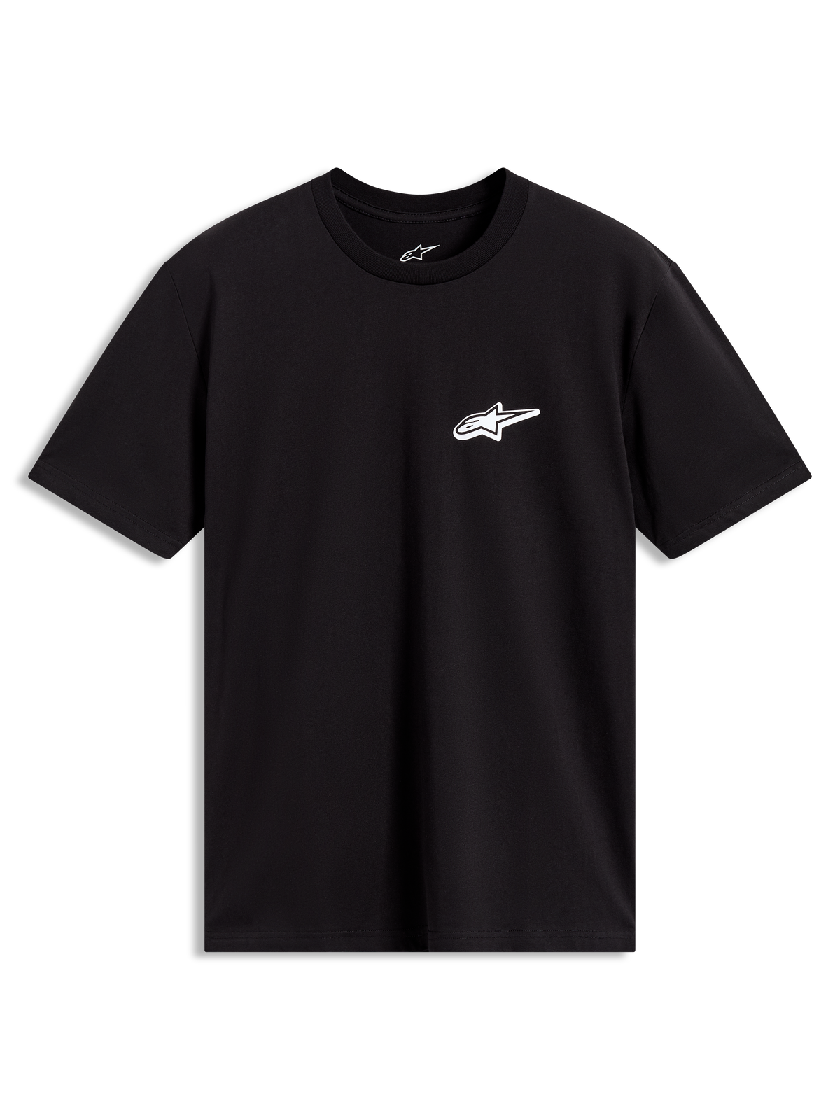 Alpinestars Meteor CSF kortärmad t-shirt, svart i avslappnad sportswear-stil med vit logotyp på bröstet.