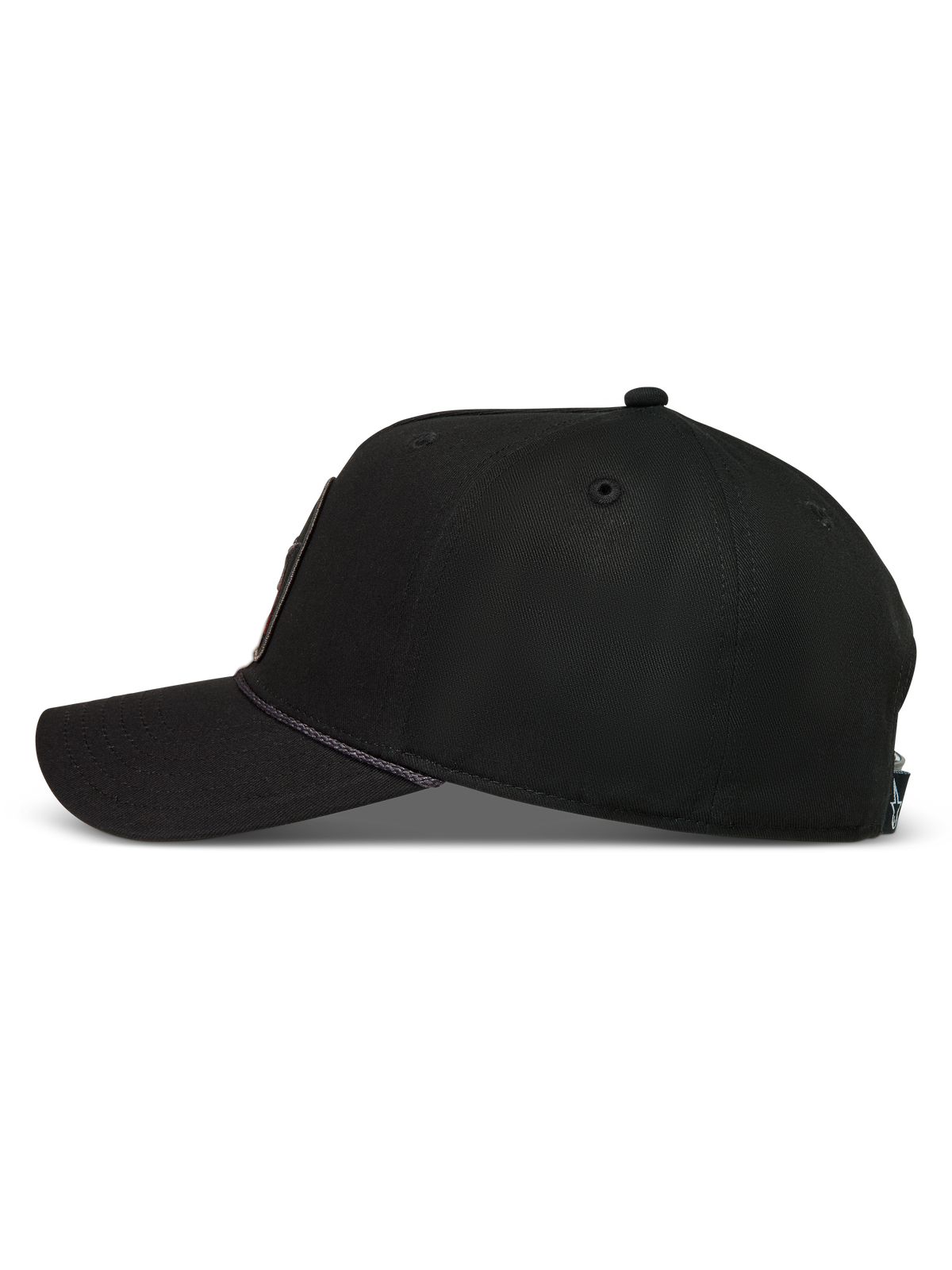 Alpinestars Acme snapback keps, svart sportkeps med böjd skärm, strukturerad krona och detaljrik repkant.