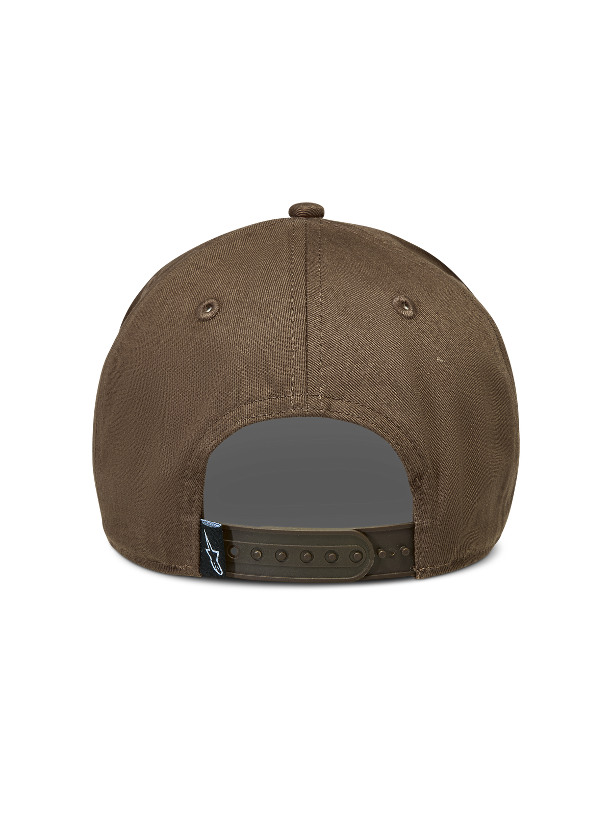 Alpinestars Acme Snapback hatt, brun keps i twill sedd bakifrån med justerbart knäppfäste och logotypetikett.