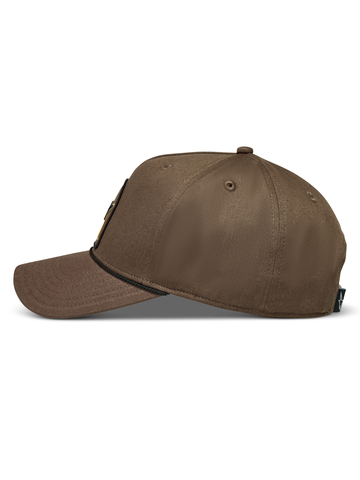 Alpinestars Acme Snapback hatt, brun sportkeps i twill med böjd skärm och repkant, sedd från sidan.