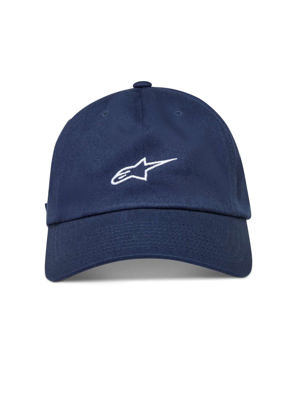 Alpinestars Dylan Dad keps, marinblå sportkeps i bomullstwill med vit broderad Astars-logotyp och böjd skärm.