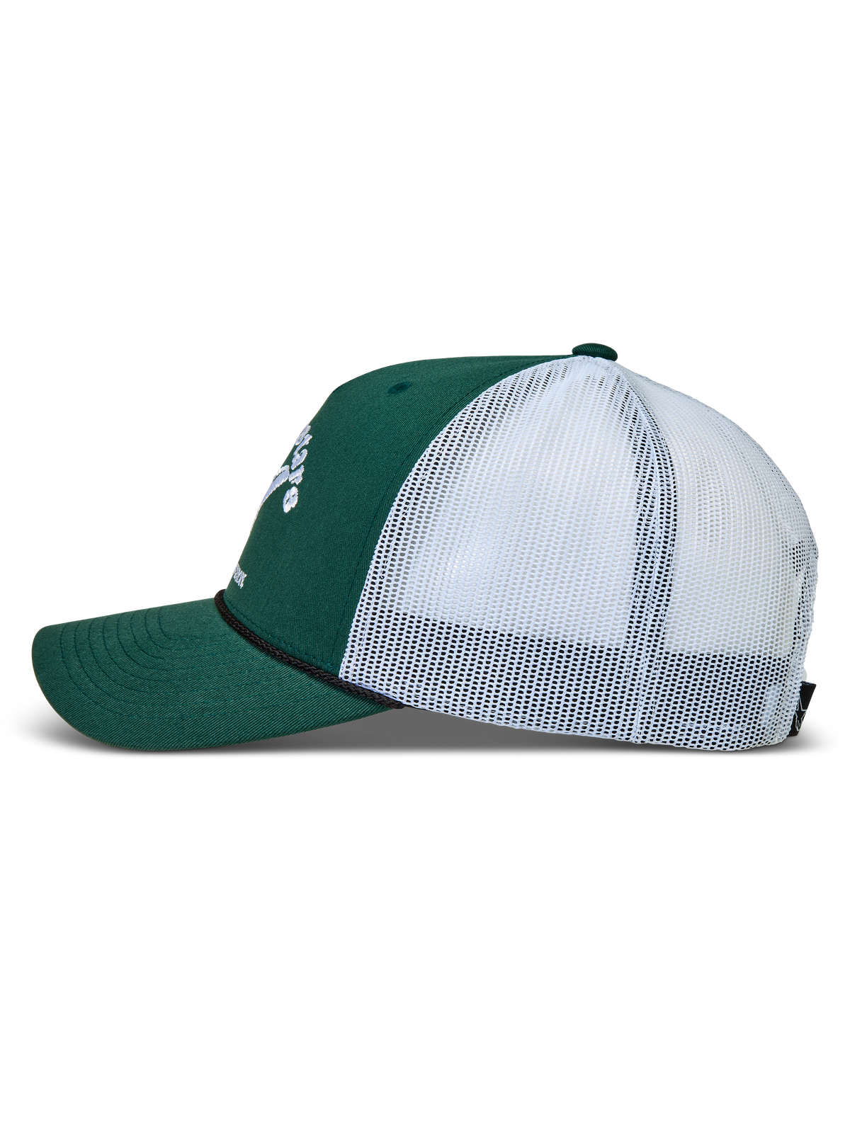 Alpinestars Baron Trucker keps, grön och vit sportkeps med böjd skärm, strukturerad twill och meshbaksida.