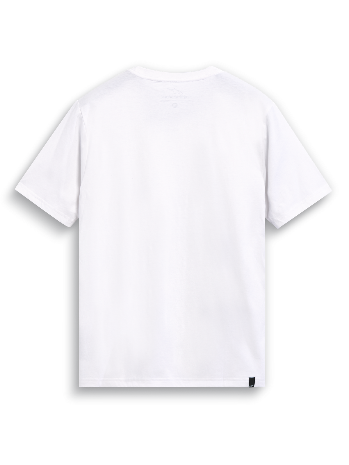 Alpinestars Elliptic CSF T-shirt, vit kortärmad t-shirt, baksida som visar internt nacktryck och extern fållmärkning