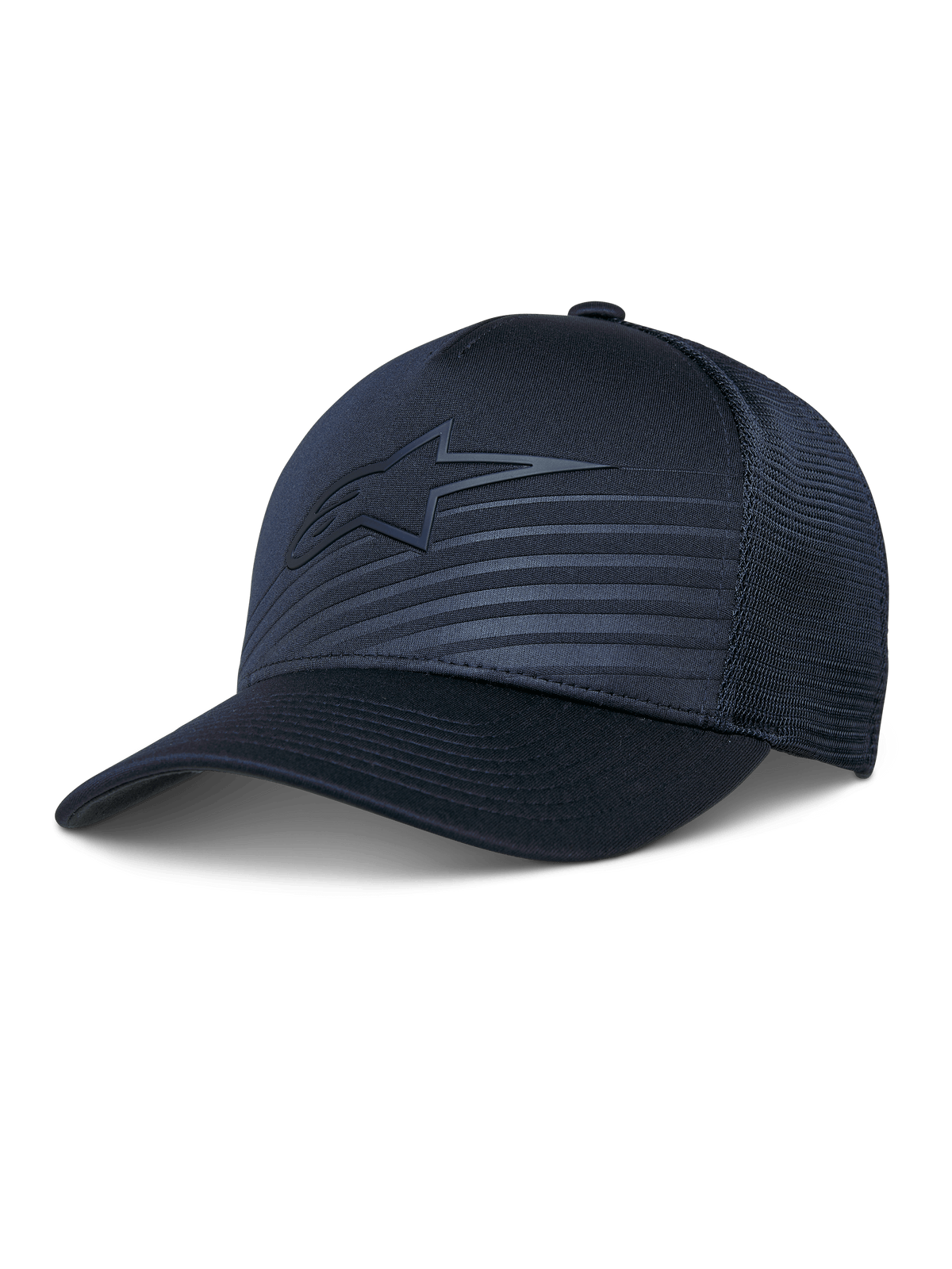 Alpinestars Delane Hat, Performance Baseball Cap, Navy Blue, Tonal Star Logo and Reflective Lines, Structured Crown with Diamond Mesh Back, Curved Bill, Breathable Sportswear