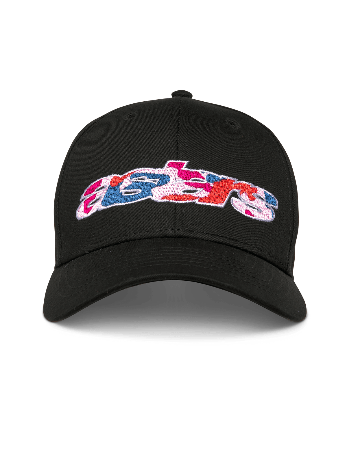 Alpinestars Canyon keps, svart snapback-keps med böjd skärm och strukturerad krona, Astars-logotyp framtill med broderad kamouflagefyllning, casual sportswear
