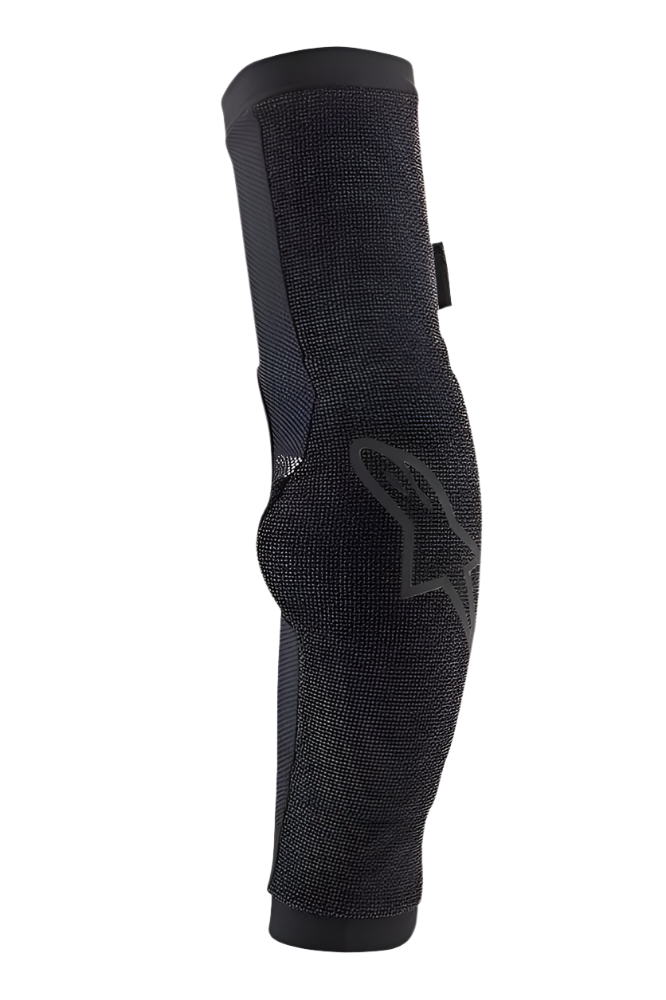 Alpinestars Paragon Pro armbågsskydd, svart, lätt slip-on-skydd för cykling med ventilerande nätkonstruktion, ergonomisk förformad design och svart Alpinestars-logotyp