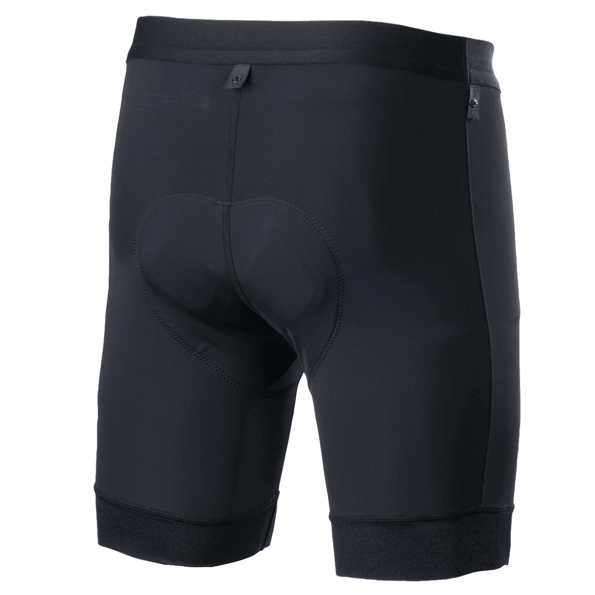 Alpinestars Alps Inner Shorts, cykelinnerbyxor, svarta, vy bakifrån med integrerat vadderat sämskskinnsfoder, elastiskt midjeband och ergonomisk kompressionspassform för mountainbike