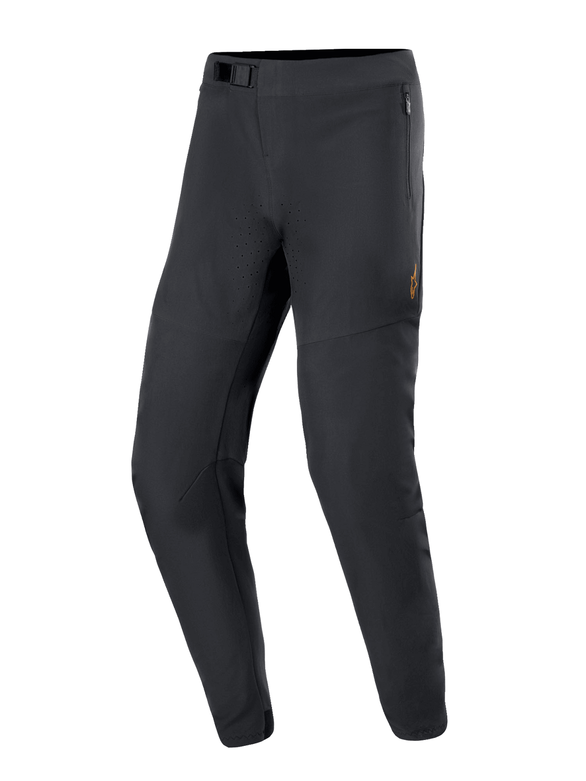 Alpinestars A-Aria Elite byxor, mountainbike-byxor, svarta, med laserperforeringar för luftflöde, magnetiskt spänne och blixtlåsförsedda fickor, smidig avsmalnande design för prestanda vid terrängcykling