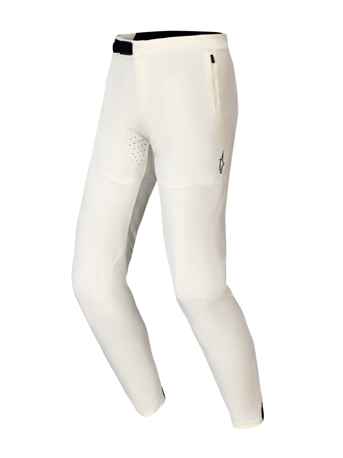 Alpinestars A-Aria Elite-byxor, MTB-byxor, Ecru, med ett svart magnetiskt spänne, sidoficka med blixtlås och laserskurna ventilationshål, prestationsfokuserad design för terrängcykling