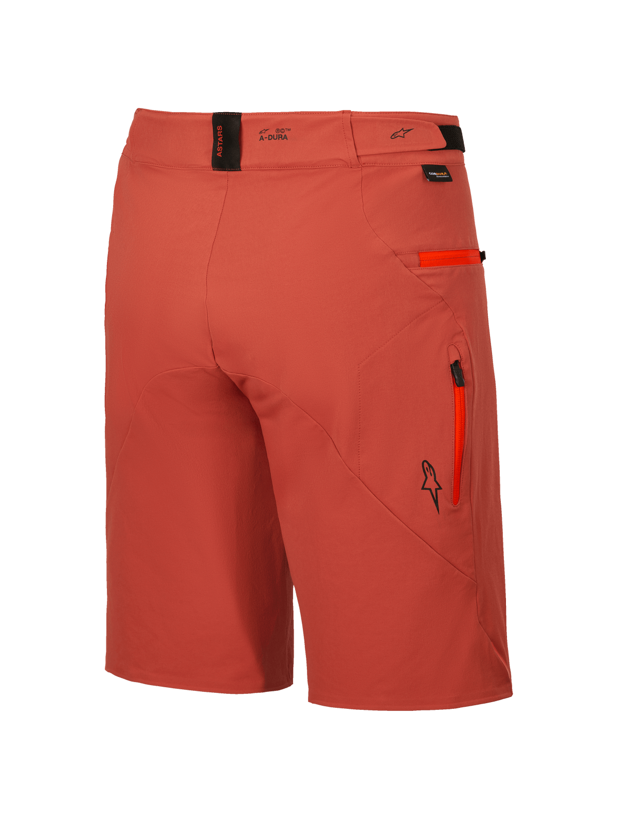 Alpinestars A-Dura Elite cykelshorts, mörkoranga MTB-shorts för herrar, slitstarkt Cordura-tyg med 4-vägsstretch, säkra fickor med dragkedja