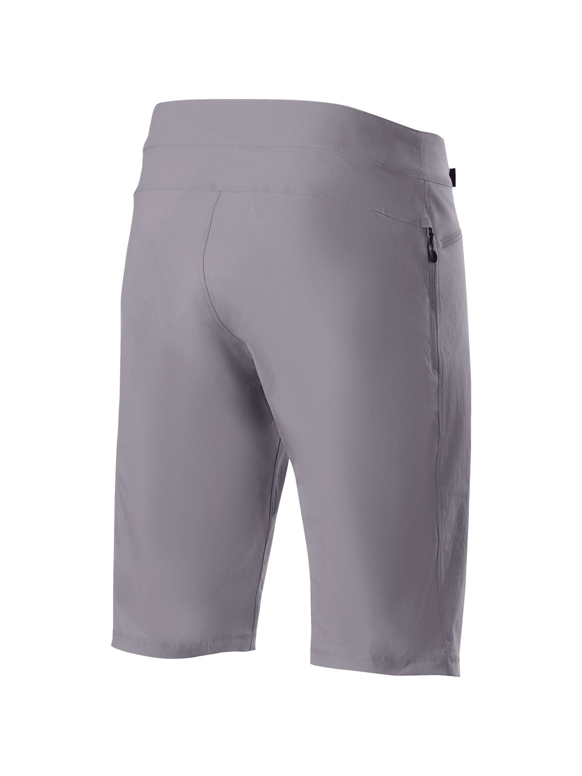 Alpinestars A-Dura Liner Shorts, mörkgrå mountainbikeshorts, vy bakifrån med slitstarkt material med 2-vägsstretch och en vertikal sidoficka med dragkedja, funktionella MTB-cykelkläder