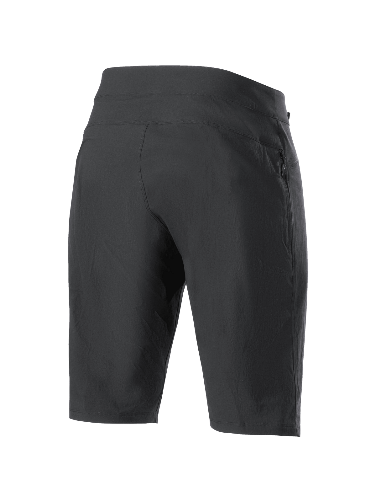 Alpinestars Stella A-Dura Liner Shorts för dam, svarta, sedda bakifrån, slitstarka mountainbikeshorts med en dragkedjeförsedd sidoficka och 2-vägs stretchtyg för rörlighet