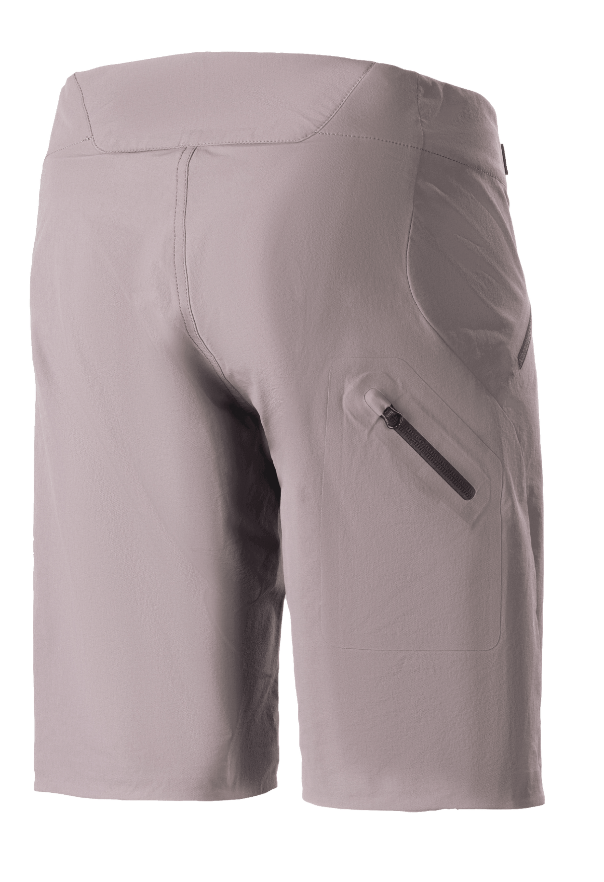 Alpinestars Stella Drop Algorithm Shorts för dam, mountainbikeshorts, Sparrow Gray, baksida med sammanfogad benficka med dragkedja, tekniskt stretchmaterial med passform för kvinnor, designad för trail- och terrängcykling