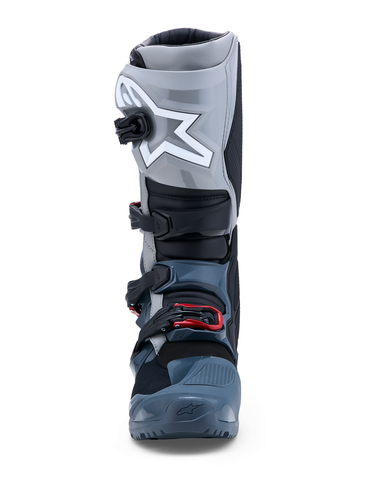 Alpinestars Tech 7 Enduro 2027 stövlar Drystar, vattentäta motorcykelstövlar i mörkgrått och rött, CE-certifierade för enduro