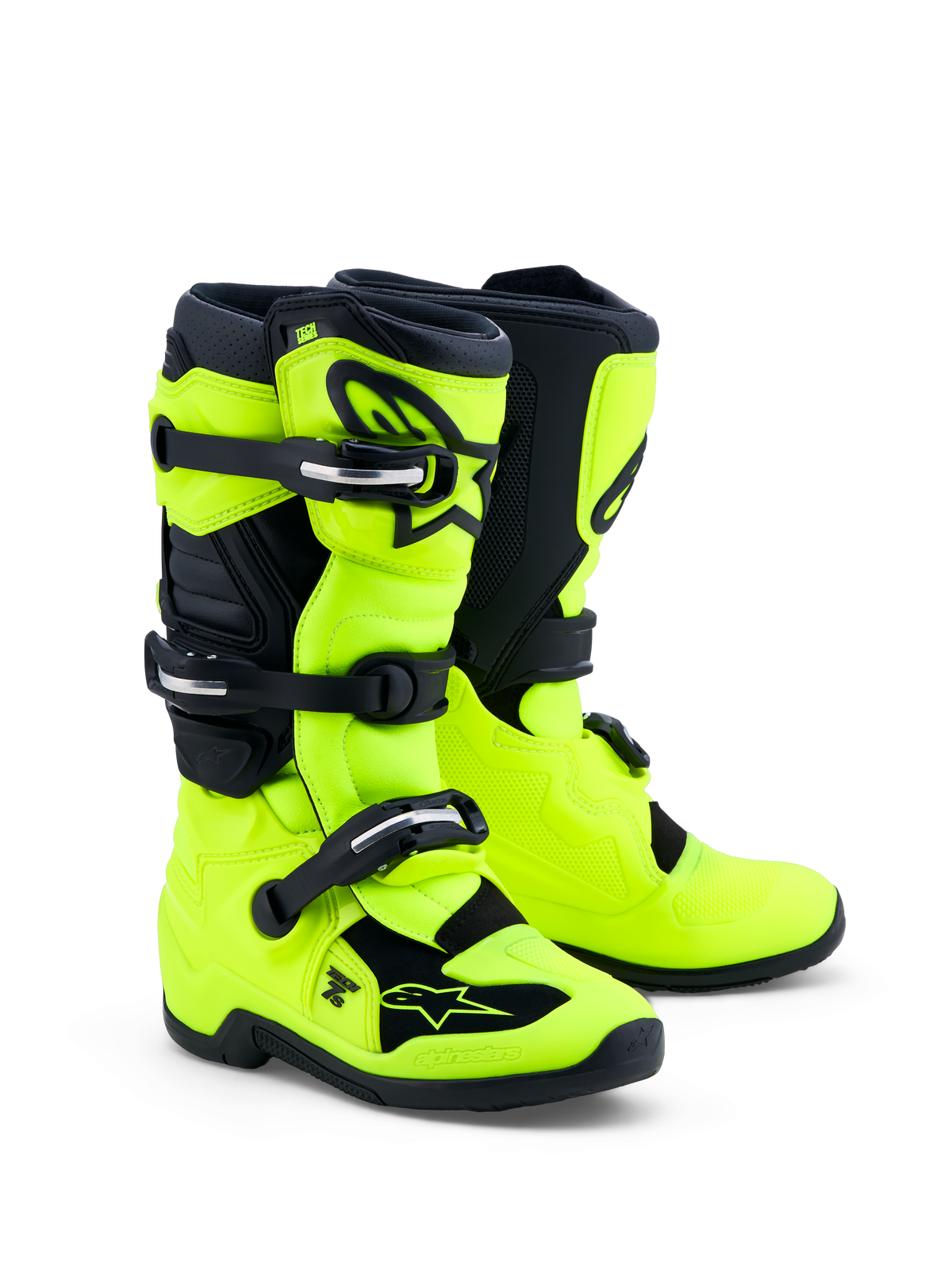 Alpinestars Youth Tech 7S Boots, Yellow Fluo and Black, professional youth motocross racing gear.