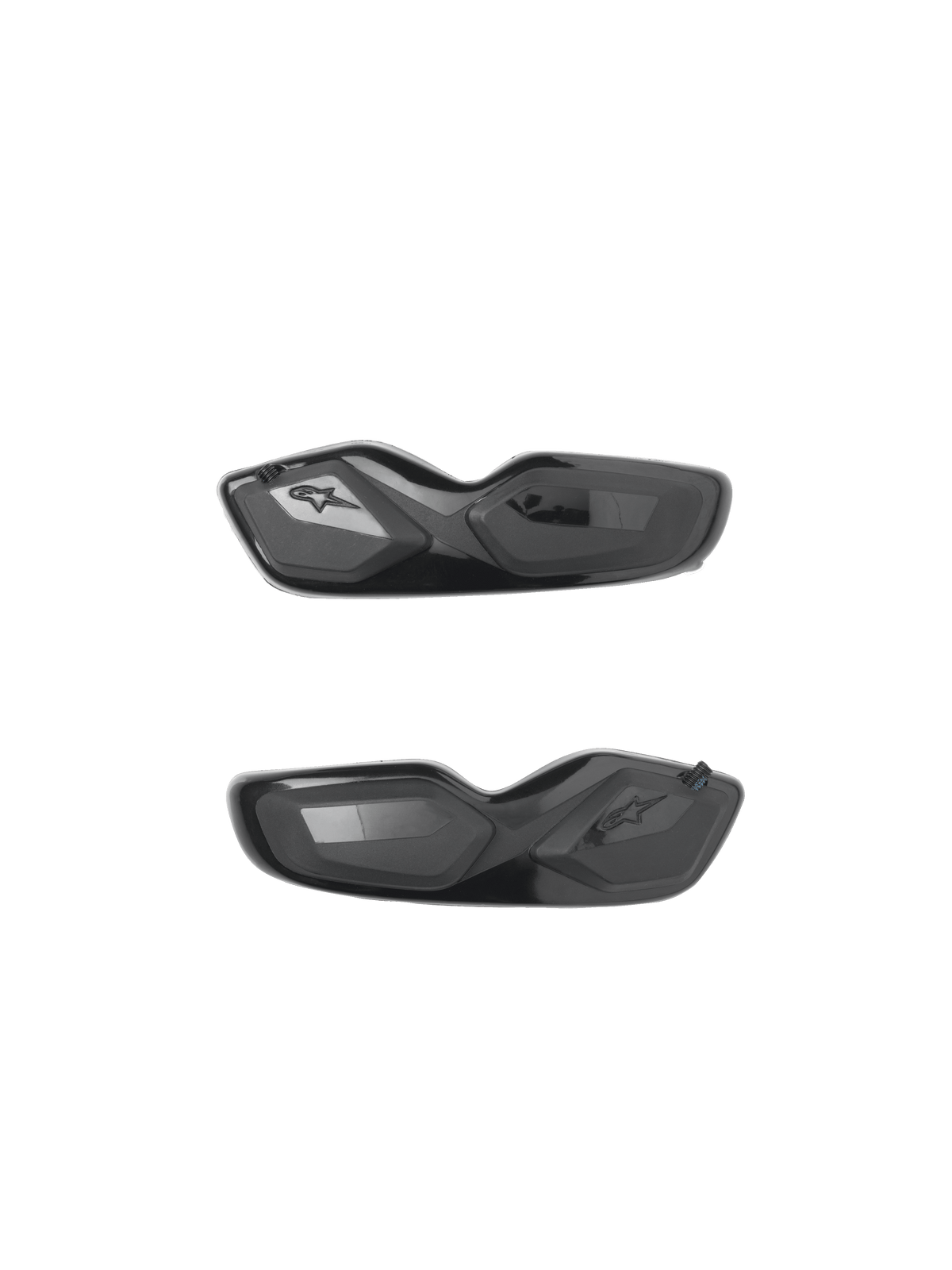 Alpinestars SMX-6 tåsliders, reservdelar för motorcykelstövlar, svarta, blank och matt yta, aerodynamisk design med präglad stjärnlogotyp, ett par för racing- och sportbruk