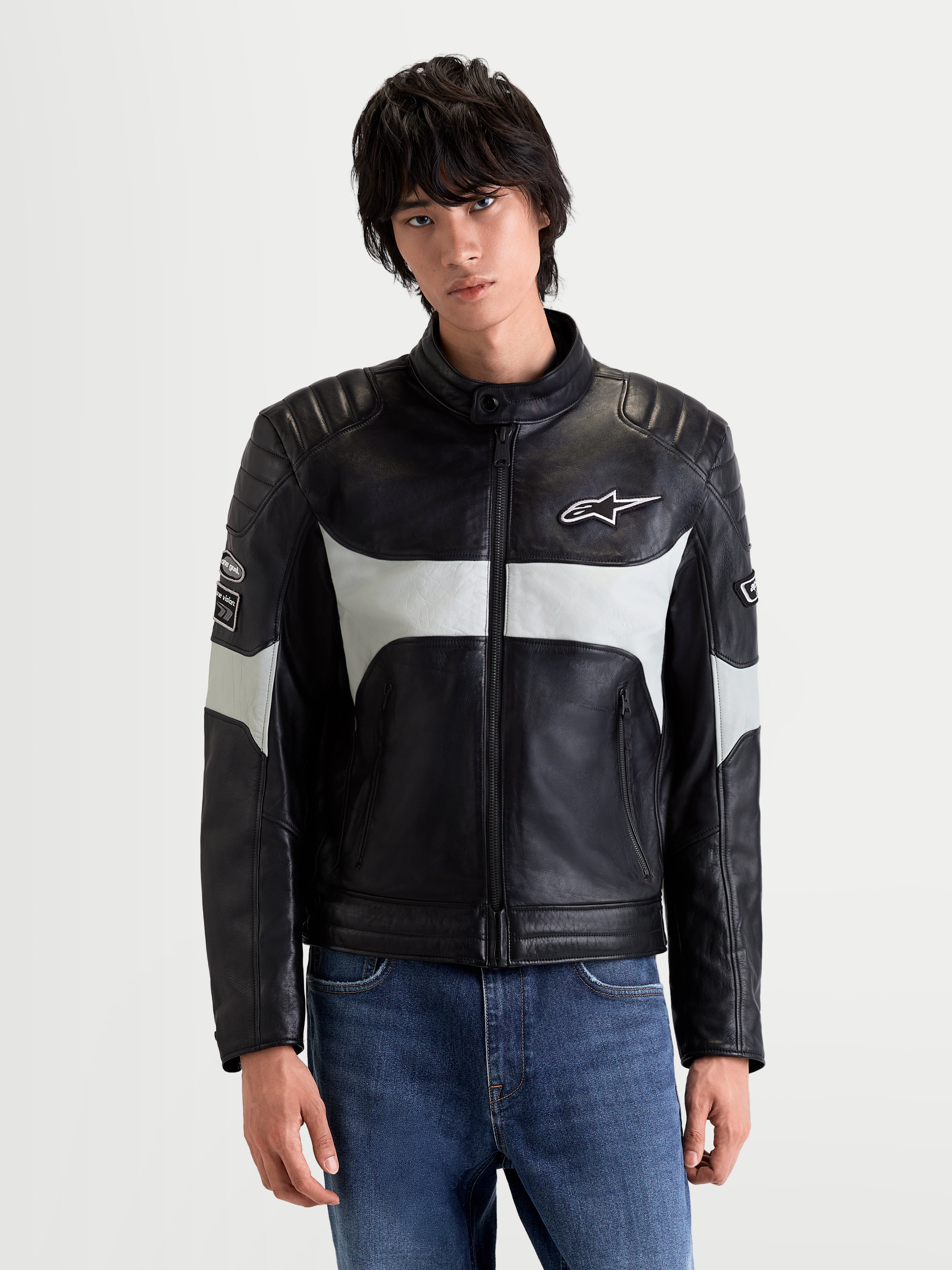 Revern - Black Gray Motorcycle Leather Jacket | Alpinestars®