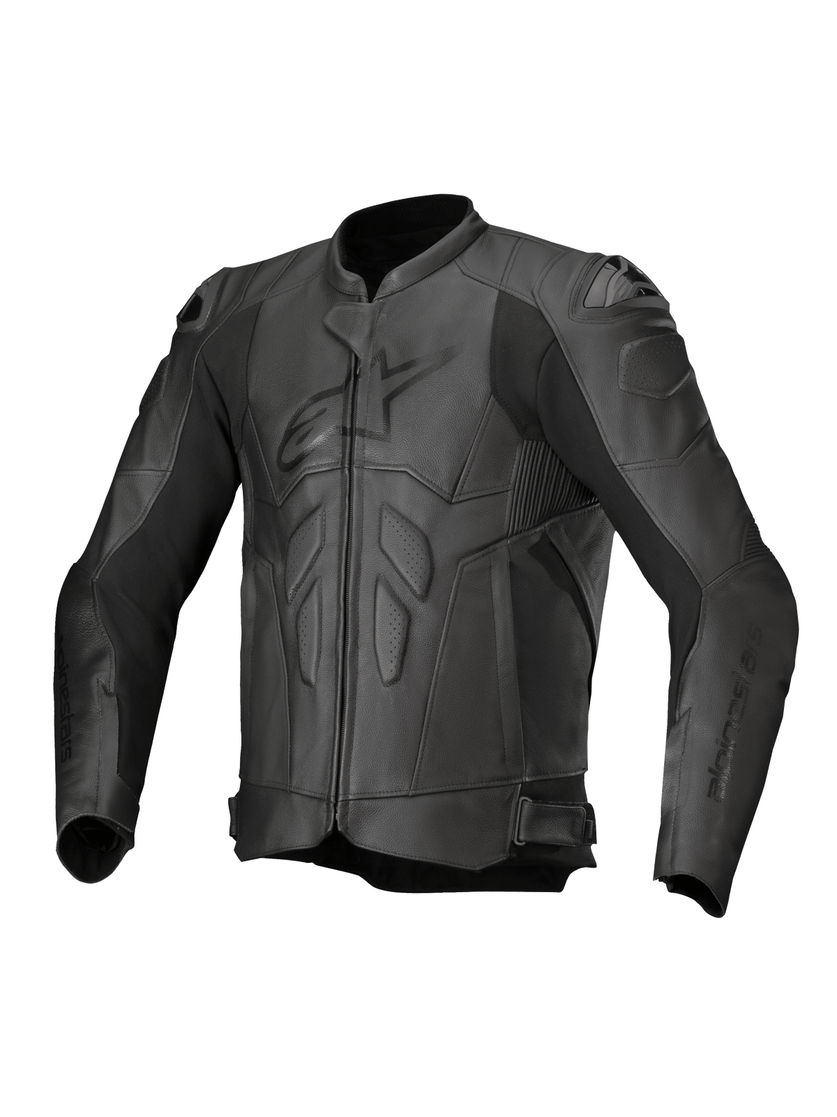 Alpinestars Dusk Leather Jacket, Black motorcycle racing jacket in bovine leather with DFS shoulder sliders.