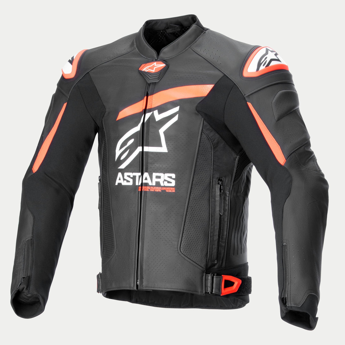 Alpinestars GP Plus R V4 Airflow skinnjacka, svart, röd fluo och vit motorcykeljacka, CE-certifierad, Tech-Air-klar