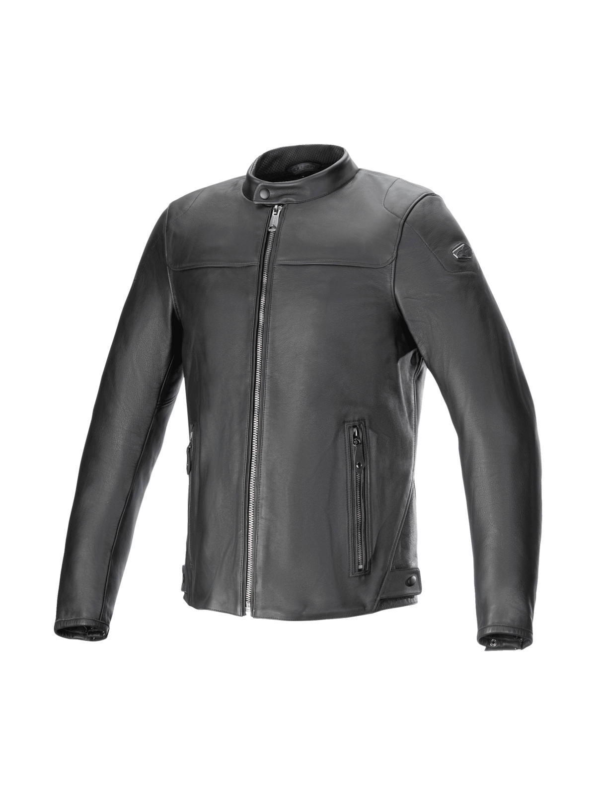Alpinestars Blacktrack skinjacka, svart motorcykeljacka i läder för herrar, urban road-stil, Tech-Air®-redo.