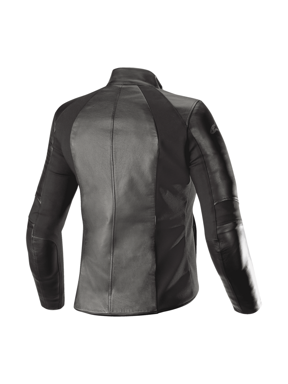 Alpinestars Stella Vika V2 läderjacka, urban MC-jacka för dam, svart, vy bakifrån med smidigt läder och strategiska aramidstretchpaneler för smidig passform.