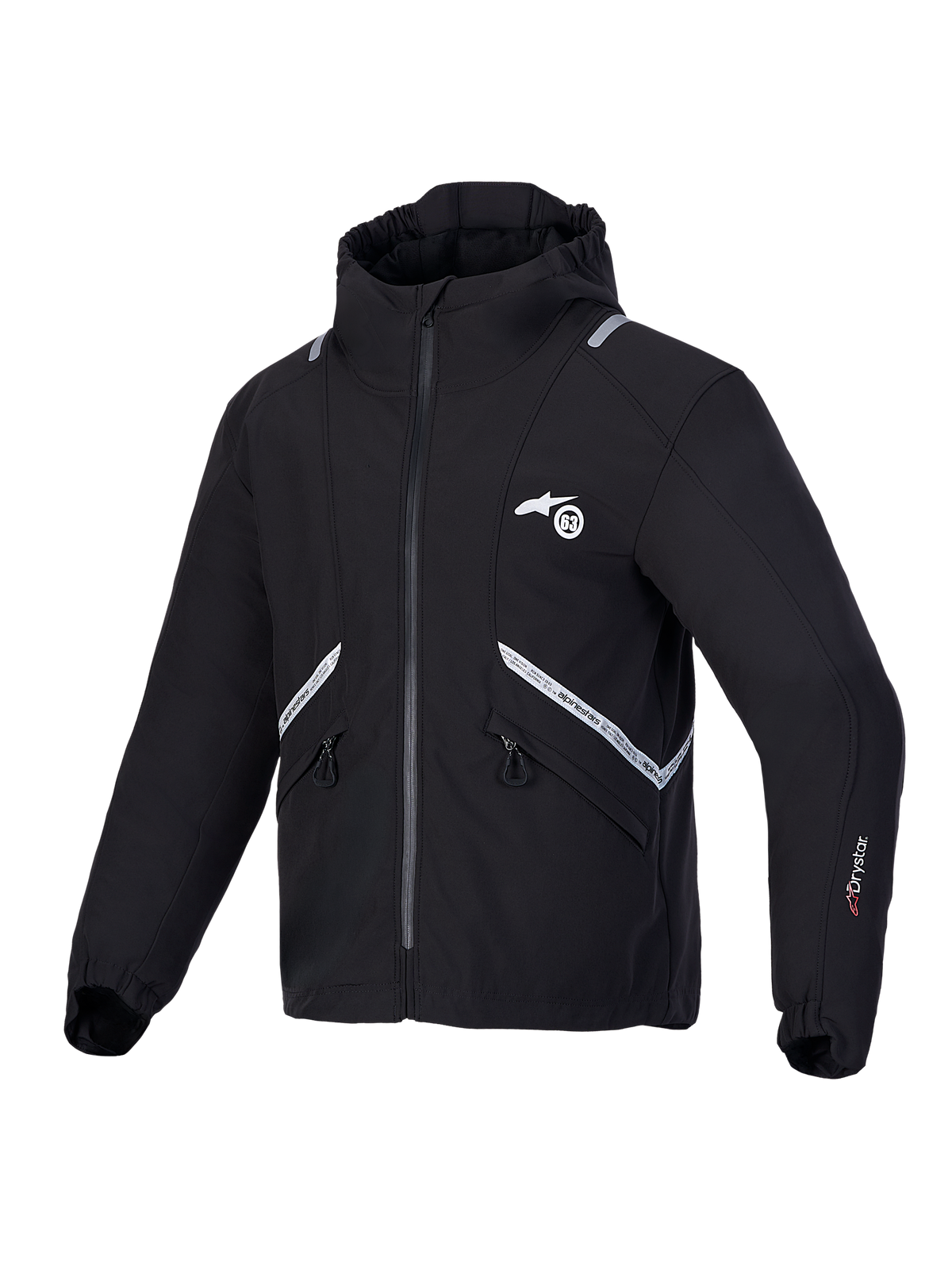 Alpinestars C 5 Drystar Jacka, vattentät motorcykeljacka i svart med integrerad huva och reflexdetaljer, CE-klass A-certifierad