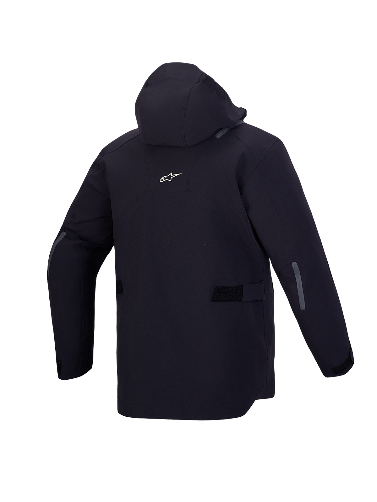 Alpinestars C 7 Drystar XF jacka, urban vattentät motorcykeljacka, baksida i svart med integrerad huva och reflexdetaljer