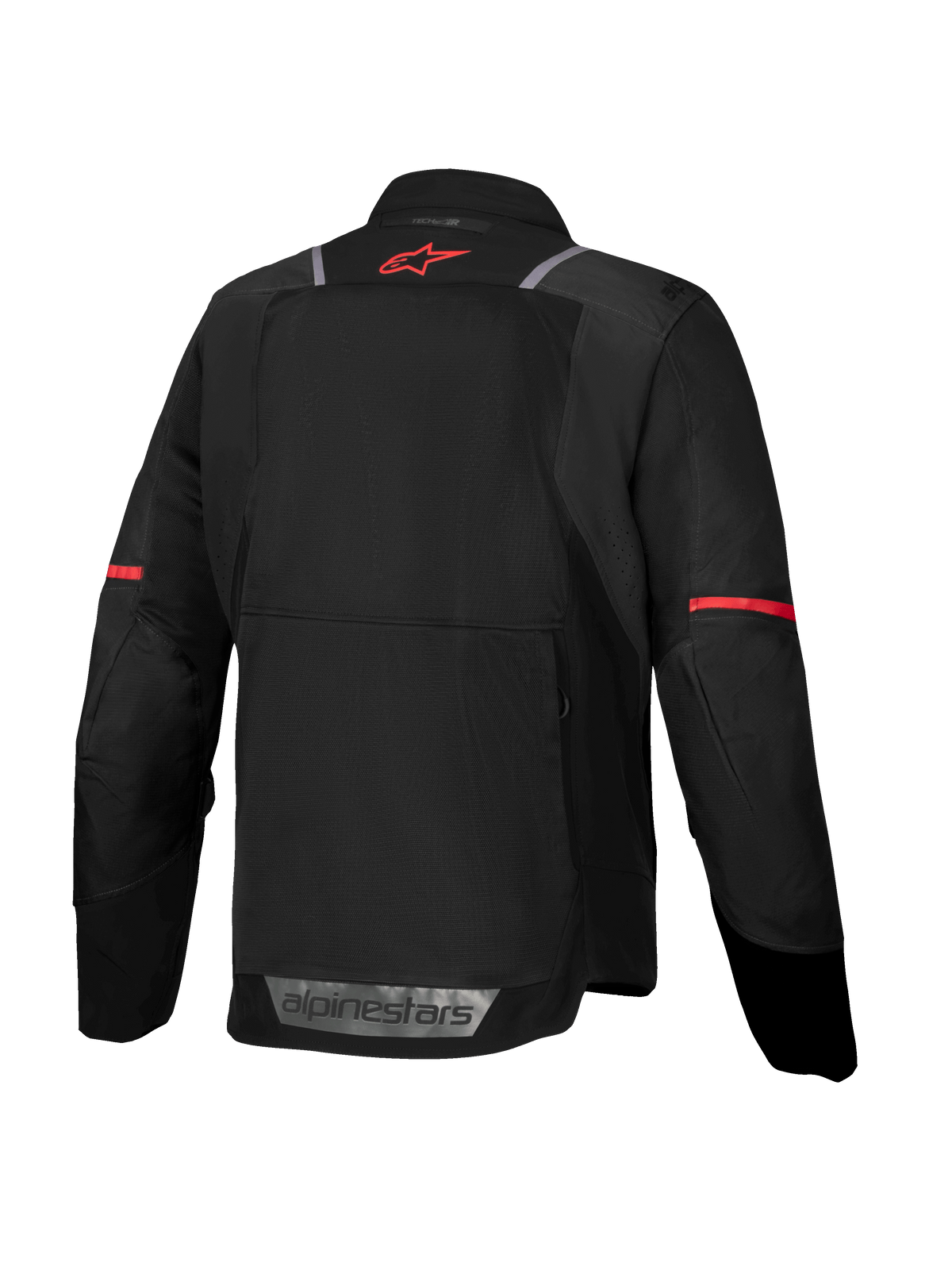 Alpinestars ST-2 Air Jacket, Men's Motorcycle Touring Jacket, Black and Red, featuring high-flow mesh back panels, Tech-Air compatibility, and reflective safety accents.